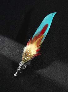1 Feather Peacock Feather Fashion Brooch Western Ornament Accessory Suitable For Men's Evening Party Wear