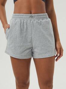 GOSOUER Women's Elastic Waist Casual Outdoor Exercise Polyester Loose Fitness Shorts