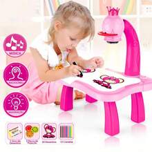 Pink Children's Projector Table With Zein Markers - 粉色 - 查看 3