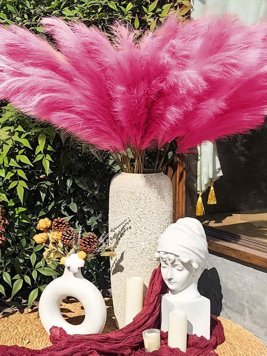 10/20pcs Artificial Reed Rose Colored Grass, Boho Decor Faux Pampas