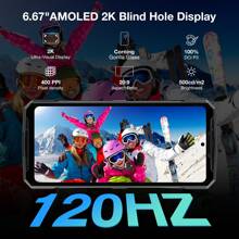 DOOGEE DK10 5G Rugged Mobile Phone 32GB + 512GB, Unlocked Cell Phone 2.5K AMOLED 6.67" FHD+ 120Hz Dimensity 8020, Rugged Smartphone With 64+50+50+16MP Camera, 120W Flash Charging, NFC/Side Fingerprint - màu đen - Xem 2