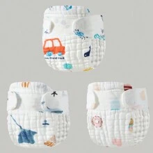 5 pièces Couches lavables pour bébé avec tampon anti-fuite, convenant aux nouveau-nés et nourrissons pour toutes les saisons. Cadeaux de décoration pour la fête de naissance en famille