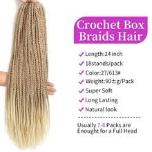 8 Packs Box Braids Crochet Hair Crochet Box Braids Pre-Looped Synthetic Hair Crotchet Box Braids Hair 18/24 Inch - Blonde Ombre - View 2