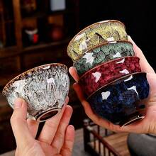 1pc/5pcs Kiln-Fired Five Elements Teacup, Gongfu Tea Cup Set, Ceramic Teacup Casual Kiln-Fired Tea Cup, Tea Bowl Set, Household Gifts Jian Zhan Five Elements Cup - Multicolor - View 3