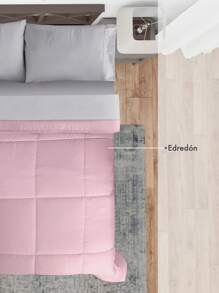 Edredón Duvet Matrimonial Dos Vistas Suave Acolchonado - Rosa - Ver 5