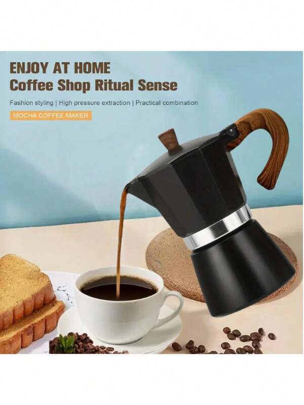 1pc Classic Stovetop Espresso Maker For Great Flavored Strong Espresso, Classic Italian Style Espresso Moka Pot, Makes Delicious Coffee, Easy To Operate & Quick Cleanup Pot