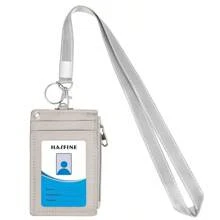 1 pieza de caja de almacenamiento de tarjetas con cremallera para colgar en el cuello, de piel sintética, portátil, ligera, para profesores y estudiantes, suministros de trabajo, tarjeta de identificación para el campus, tarjeta de autobús, tarjeta de identificación para estudiantes y empleados, de uso universal para estudiantes, empleados y profesores, tarjeta de identificación para estudiantes, empleados y profesores, tarjetero, cartera, tarjetero, tarjetero de visita, tarjetero de crédito, cordón para profesores, tarjetero para mujer, minicartera para mujer, tarjetero