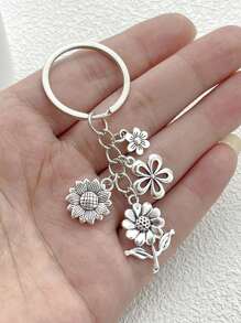 1 peça de chaveiro com contas de pérolas e flores prateadas, adequado para bolsas, mochilas, chaves de carro, um presente para amigas, professoras, mães, meninas, acessórios para carro, mochilas, mochilas para escola, acessórios góticos fofos para bolsa Y2K, cordões com porta-identidade, acessórios para carro, pingentes para bolsa