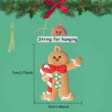 12pcs Gingerbread Man & Tree Assorted Plastic Ornaments, 3 Inches High,Home Decor ,Room Decor,Wall Decor Christmas Decorations Christmas - Two-tone Style - View 2