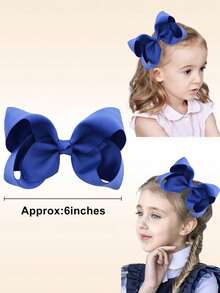 9pcs/Set 6-Inch Big Bowknot Hair Clips, Girls Satin Ribbon Hair Accessories - Multicolor - View 3