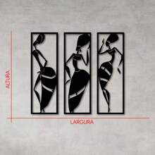 Hollow Decorative Frame Kit Set African Women Black MDF Wall Sculpture - 黑色 - 查看 3
