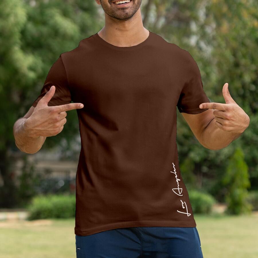 Men's T-Shirt Printed On The Side Comfort And Style In A Single Piece 100% Cotton - Rỉ Nâu - Xem 1
