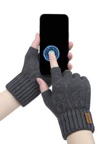 iwarm 1 双高品质羊驼纤维半指手套，保暖款式，适合秋冬季办公室、骑行和户外使用，是理想的礼物 - 深灰色 - 查看 7