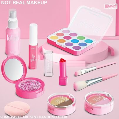 Conjunto de brinquedos de maquiagem para crianças com 10 peças, brinquedos de modelo de cosméticos realistas para dramatização de meninas, presente de aniversário interativo entre pais e filhos (brinquedos modelo, não coloridos, sem pó)