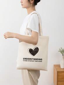 1 pieza Bolsa de lona portátil de gran capacidad, de color beige sólido, adecuada para niñas, estudiantes de secundaria/preparatoria/universidad para la escuela, el camino al trabajo, vacaciones; adecuada para trabajadores de oficina, empleados de cuello blanco para el trabajo, el camino al trabajo, negocios, viajes de vacaciones