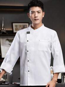 Hotel Chef Uniform,Unisex Short Sleeve Cook Workwear For Restaurant,Cafeteria,Kitchen,Bakery - White - View 2