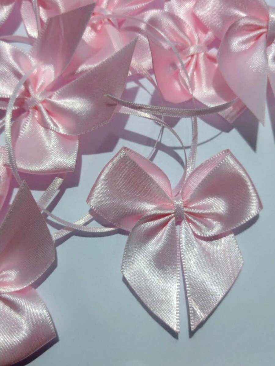 Satin Bow Nº5 Plus 6x6cm With Ribbon For Tying - 25 Units - Decorations For Sweets, Tables, Acrylic Balls And Spheres, Milk Boxes, Personalized Items And Party Favors - 淺粉色 - 查看 1