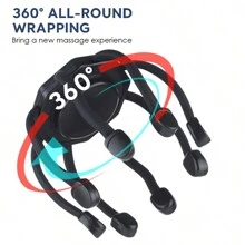 Cordless Electric Scalp Massager With 3 Modes -  Octopus Electric Head Massager Scalp Kneading Massager Octopus Electric Head Portable 360 Degree Head Massager With 8 Fingers For Deep Relaxation And Stress Relax, Holiday Gif - 黑色 - 查看 3