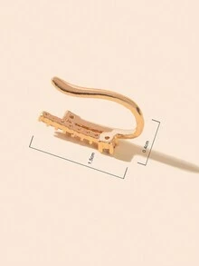 1 Pc Rhinestone Decor Gold Nose Rings Cuff For Women Non Piercing Fake Nose Ring Body Jewelry - Gold - View 3