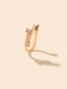 1 Pc Rhinestone Decor Gold Nose Rings Cuff For Women Non Piercing Fake Nose Ring Body Jewelry - Gold - View 2