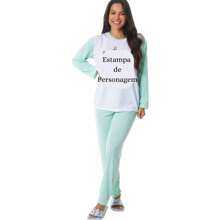 Pijama de Inverno Sueli Manga Longa Feminino Adulto Confortável Frio Estampado Escolha Estampa