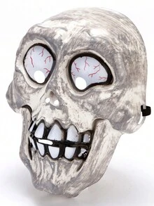 Halloween Horror Ghost Head Skull Eyeball Red Bloodshot Costume Performance Props Ghost Mask - White - View 5