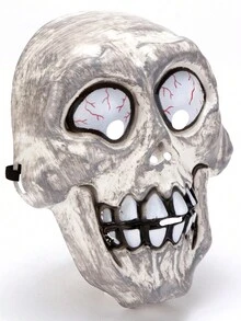 Halloween Horror Ghost Head Skull Eyeball Red Bloodshot Costume Performance Props Ghost Mask - White - View 2