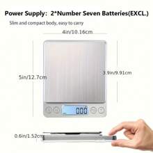 1 Kitchen Scale Using 2#7 Batteries, Food Scale,Kitchen Weighing Scale, Accurate Kitchen Scale, Stainless Steel Scale, Coffee Electronic Scale, Kitchen Scale, Baking Scale,Kitchen Accessories, Baking Tools, With Tray Without Batteries - Multicolor - View 2