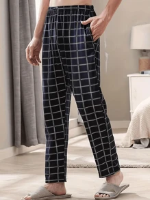 3 pièces Pantalon d'intérieur casual à carreaux pour hommes, bas de pyjama, vêtement de détente et de sommeil