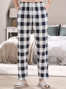 3 pièces Pantalon d'intérieur casual à carreaux pour hommes, bas de pyjama, vêtement de détente et de sommeil