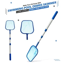 Swimming Pool Debris Leaf Skimmer Mesh Net 3 Way Cleaning & Telescopic Pole - Blue - View 5