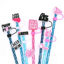 1pc/5pcs/12pcs Letter And Pink Straw Covers Cap For Tumblers Cup,Cute Silicone Straw Topper Accessories For 10mm Drinking Straw Tip Covers- Durable, Easy To Clean, And Reusable Straw Toppers For Hot And Cold Beverages