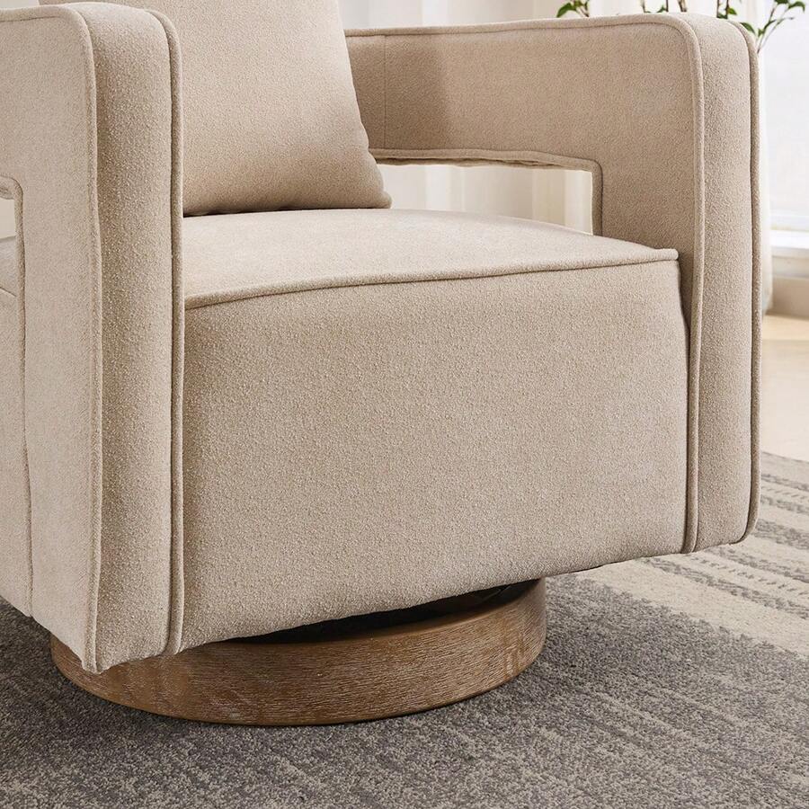 Swivel Accent Open Back Chair Modern Fabric Comfy Sofa Chair With Wood