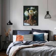 Arte de pared abstracto La chica con flores en la cabeza Pinturas en lienzo de mujer nórdica Arte de pared Carteles e impresiones Cuadros decoración del hogar, 1 pieza sin marco