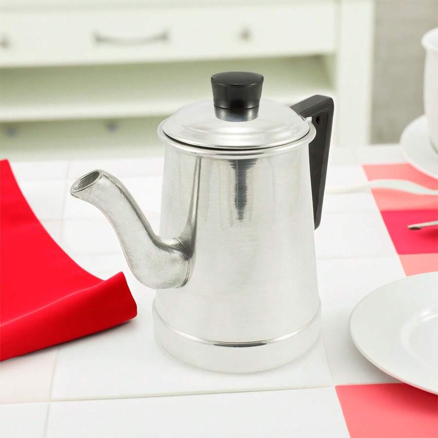 Polished Aluminum Coffee Tea Milk Teapot Classic Sturdy With Lid Nº 4 - 900 Ml - Xám - Xem 1