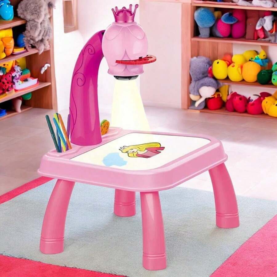 Pink Children's Projector Table With Zein Markers - 粉色 - 查看 1