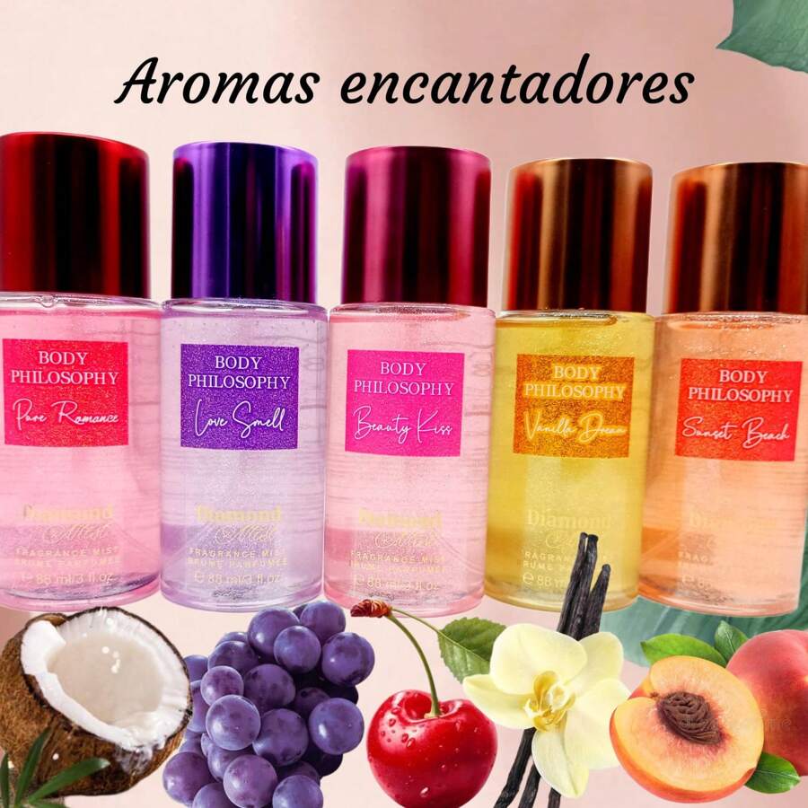 4 PZAS DE PERFUME DE 88 ML SET  de 4 piezas perfume body locion corporal  para mujer aroma floral y frutal Fragancia duradera perfume de bolsillo - Dulce - Ver 1