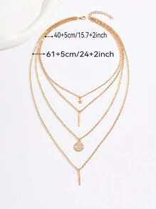 圓片和星形墜飾多層次項鍊