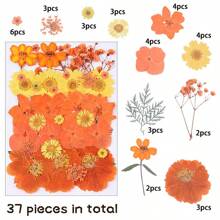 20/30/34/37/40 piezas Kit de materiales DIY de serie naranja de Halloween estampados - Posavasos de resina, pendientes, pulseras, brazaletes de resina, atrapa sueños, marcos de fotos, decoración de pared, pantallas de lámparas, abanicos, flores secas, flores de jabón, tarjetas, espejos estampados, marcapáginas, suministros de manualidades DIY