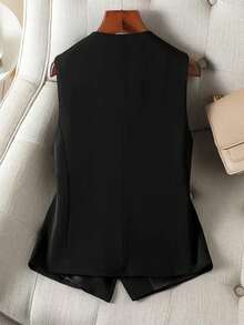 Women V-Neck Sleeveless Vest With Button Detailing - Stylish & Versatile, Illusion Pockets, Premium Fabric - A Chic Addition To Your Closet