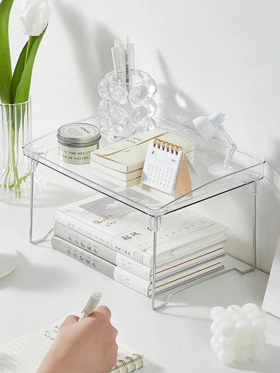 1 件透明桌面收纳架，亚克力杯架，可折叠收纳架，适用于厨房、浴室、化妆品 - 無色 - 查看 1