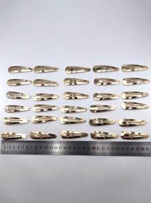 30件裝極簡風按扣夾休閒髮夾抓夾髮飾髮夾，學校用品，髮飾配件，頭飾，髮夾，夏季，假期，旅行，節日，生日 - 金色 - 查看 13