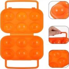 1 PIEZA Caja de cartón de huevo para exteriores, cajas de almacenamiento de huevos, organizadores de huevos, contenedores de almacenamiento de huevos, bandejas de almacenamiento de huevos, bandejas de huevos portátiles, estuches de huevos reforzados, soporte portátil de huevos, soporte de huevos para refrigerador, caja de almacenamiento para refrigerador, contenedor para camping - Naranja - Ver 4