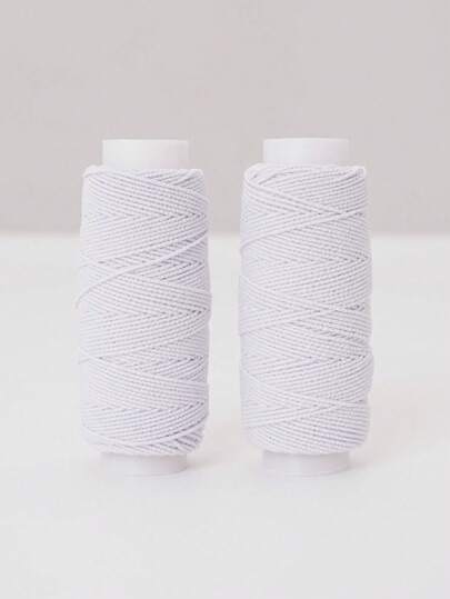 Elastyczna nić do szycia 2 rolki 0,6 mm poliestrowa gumka do maszyny do szycia Dolna linia 1181,1 cala na rolkę Bardzo cienki, okrągły elastyczny sznurek do zakładek i falbanek spódnicy - biały, czarny, kremowo-biały