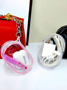 1pc Mini Portable Transparent Zipper Storage Bag, Multifunctional Jewelry Organizer For Earphones, Chargers, Keys, Rings, Clear Travel Accessories Pouch