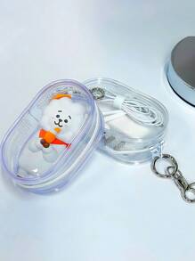 1pc Mini Portable Transparent Zipper Storage Bag, Multifunctional Jewelry Organizer For Earphones, Chargers, Keys, Rings, Clear Travel Accessories Pouch