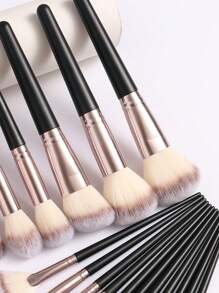 18-20-22-25-30 件套黑色和咖啡色化妆刷套装，优质合成毛眼影晕染刷套装，化妆工具，赠品，专业化妆刷，全套化妆工具 - 彩色 - 查看 5