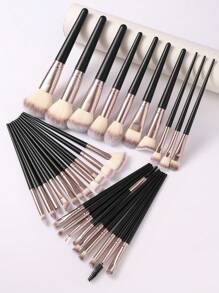 18-20-22-25-30 件套黑色和咖啡色化妆刷套装，优质合成毛眼影晕染刷套装，化妆工具，赠品，专业化妆刷，全套化妆工具 - 彩色 - 查看 3