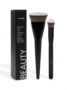 MAANGE 2pcs Soft Makeup Brush Set, Protable Smudge Cosmetic Brush Makeup Brush With Foundation Brush Blush Brush Loose Powder Brush Eye Shadow Brush Contour Brush Highlighter Brush Makeup Tools Gift For Women & Girl Travel Makeup Brush﻿ - 黑色 - 查看 8