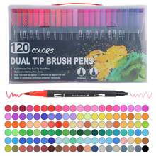 Juego de rotuladores artísticos de 12/24/36/48/60/72/100/120 colores con punta fina y de pincel, juego de bolígrafos para dibujo de artista, para pintura, boceto, caligrafía, diario y planificador de adultos, útiles escolares, regalos - Multicolor - Ver 18